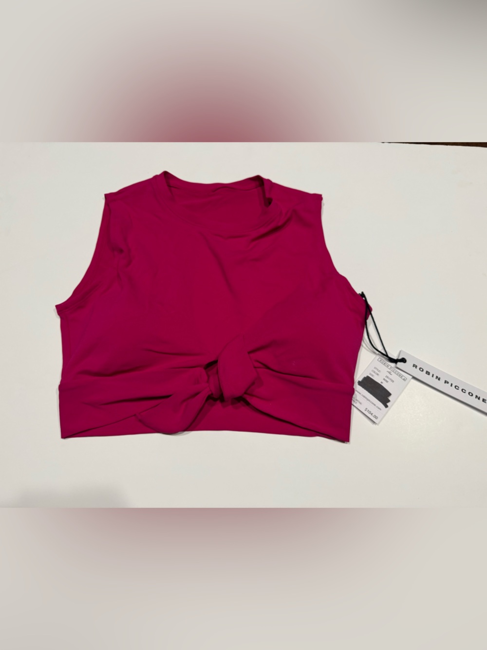 New! Robin Piccone Bright Fuchsia Sleeveless Knot-Front Crop Top — Size Medium